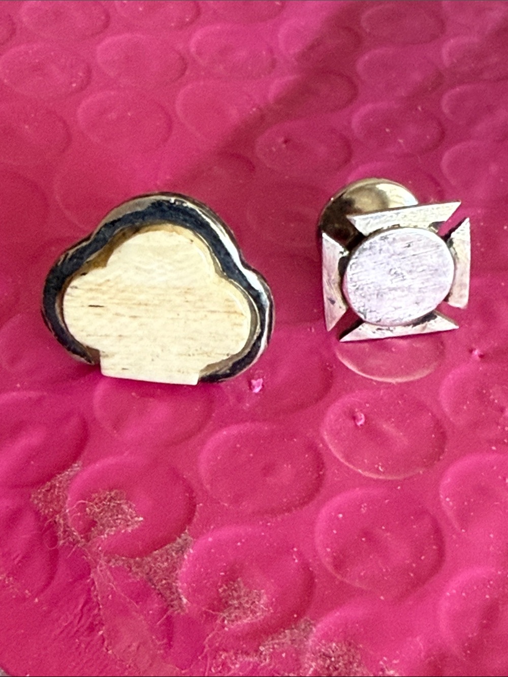 2 sterling silver hand made Clover-Shaped and Geometric  tie pins  Studs  lot